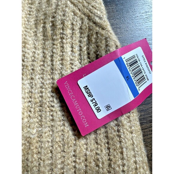 Vince Camuto Women's Shaker Knit Sweater Vest V-Neck High-Low Hem Camel Tan XL - Picture 10 of 10
